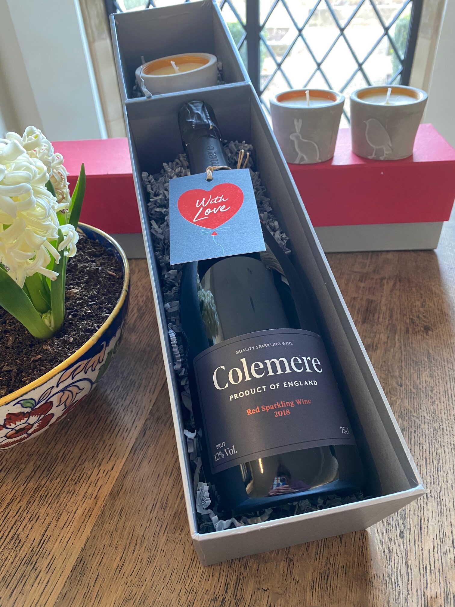 Mothering Sunday - Colemere Sparkling Red Wine and Candle